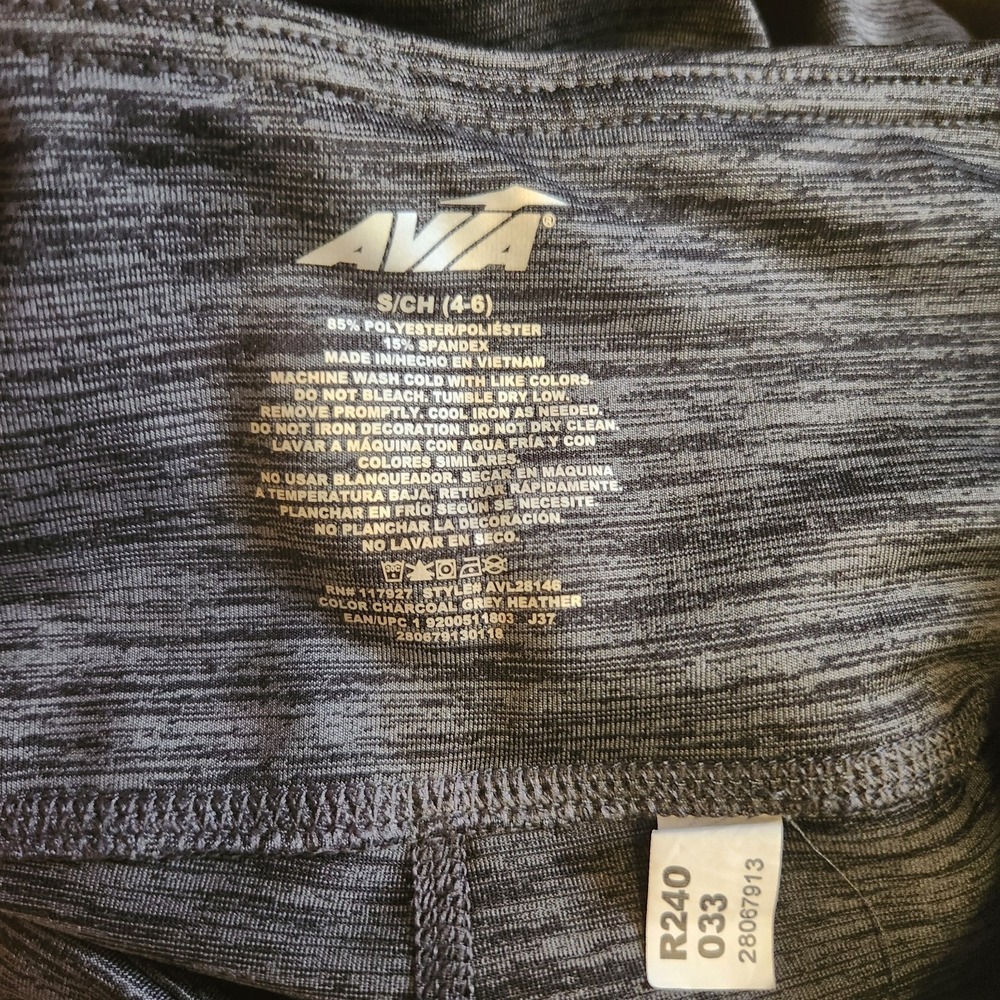 AVIA Leggings Womens Small 4-6 Yoga Gym Exercise Gray Black Stretch Mesh Pocket - Picture 5 of 7